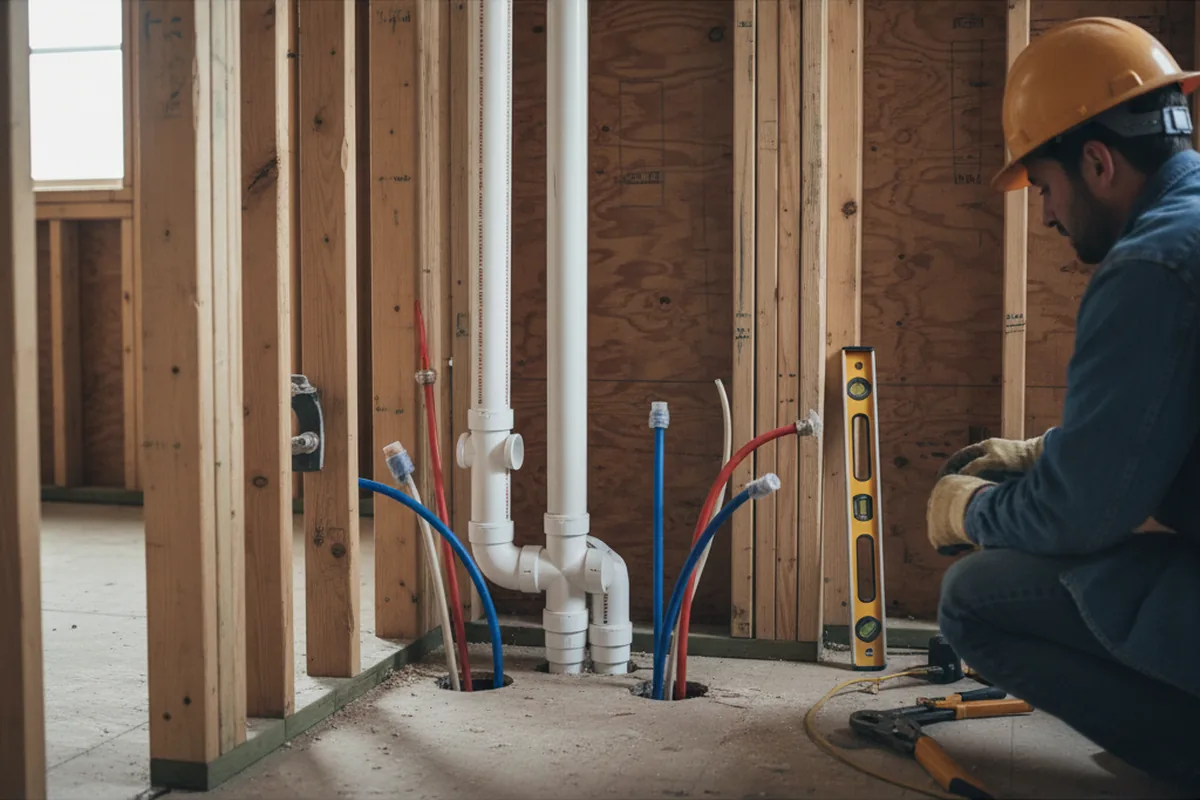 Drain and supply rough-in during Drain Cleaning in Canton